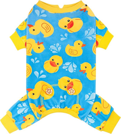 KYEESE Dog Pajamas Stretchy Dogs Clothes Dog Pajamas Small Sized Dogs Comfy Pet Coat Soft Pet Costume Pets Pjs Blue Floating Duck Doggie Jammies Velvet Pets Clothes Puppy Onesie, Medium
