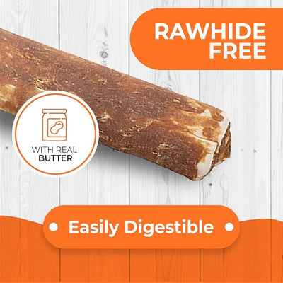 Canine Naturals Peanut Butter Chew - 100% Rawhide Free Dog Treats - Made with Real Peanut Butter - All-Natural and Easily Digestible - 6 Count of 2.5 Inch Mini Rolls for Dogs Under 20lbs