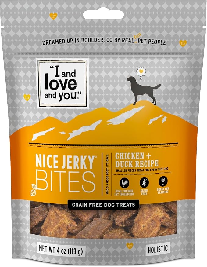 Dog Treats Jerky Bites Chicken Duck, 4 Ounce