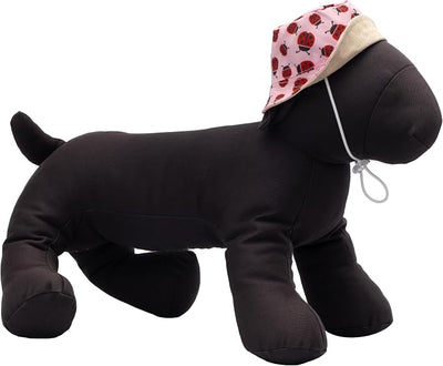 THE WORTHY DOG Ladybugs Bucket Hat for Dogs – Lightweight Pet Sun Hat with Adjustable Chin Strap, Soft Brim & Bright Colors - Pink, Medium