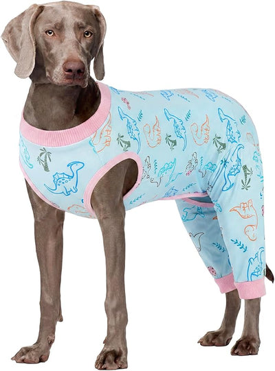 Kuoser Dog Recovery Suit with Anti Licking Rear Leg Sleeve, Dinosaur 3XL | Abdominal Dog Surgical Suit with Pants Cover Protect Wounds, Dogs Elbow Protector Soft Pet Surgery Onesie Cone Alternative