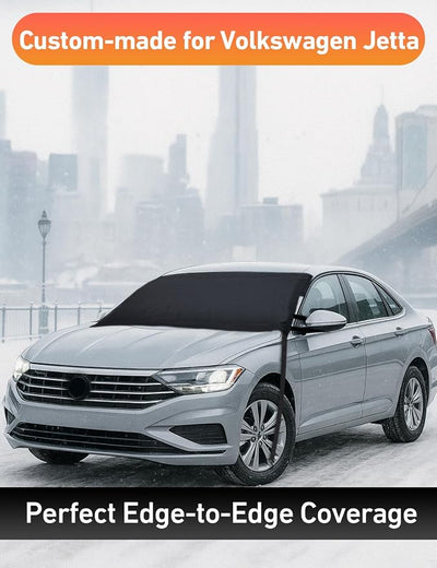 EcoNour Car Snow Cover Compatible for Volkswagen Jetta | Windshield Cover for Ice and Snow with S-Hook Straps | Heavy-Duty 600D Oxford Winter Car Cover, Waterproof & Anti-Slip