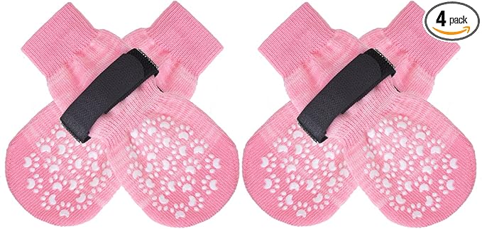 Anti Slip Dog Socks to Prevent Licking Paws, Dog Shoes for Hot Pavement, Dog Booties for Small Medium Large Senior Dogs, Traction Control Boots & Paw Protectors for Hardwood Floors