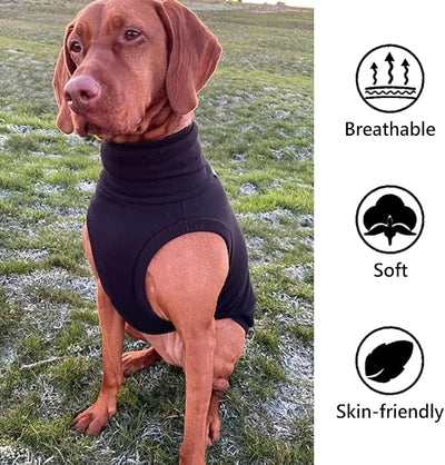 Sweatshirt for Vizsla/Weimaraner/Poodle/Dalmatian/German Dog, Reflective Sleeveless Warm Cotton Clothes for Big Dogs (Black, Medium(Chest 23'', Back 20.5''))