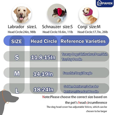 Dog Ear Covers,Dog Ear Muffs Noise Protection,No Flap Ear Wrap for Dogs Hematoma Recovery,Adjustable Calming Hoodie Shower Cap for Grooming,Bathing,Swimming & Anxiety Relief(Blue,M)