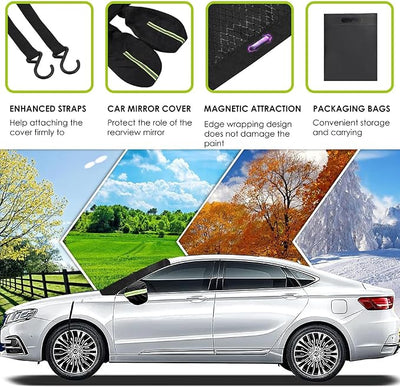 Car Windshield Snow Cover for VW Tiguan/Tiguan R/Tiguan Urban Sport/Tiguan L 2016-2022, Windshield Sun Shade Cover, Magnetic Car Anti-Snow Cover with Side Mirror Covers, Winter Frost Shield