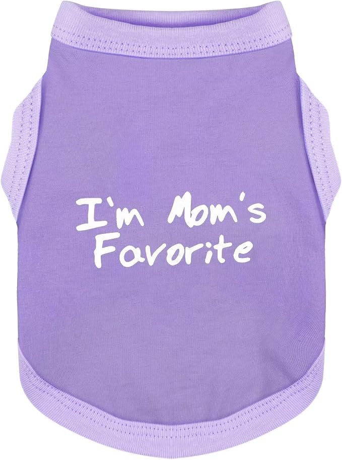 Cozy Sleeveless Canine Wear Dog Clothes, Soft, Lightweight, and Breathable Cotton Dog Shirt with I'm Mom's Favorite Print.Vest Tank Top Ideal for Small, Medium, and Large Breeds Light Purple 3XL