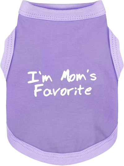 Cozy Sleeveless Canine Wear Dog Clothes, Soft, Lightweight, and Breathable Cotton Dog Shirt with I'm Mom's Favorite Print.Vest Tank Top Ideal for Small, Medium, and Large Breeds Light Purple L