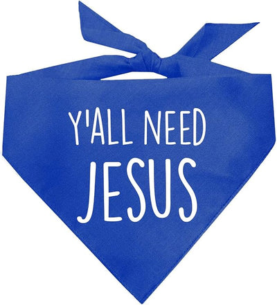 Y'all Need Jesus Christmas Easter Religious Dog Bandana (159 Royal, One Size)