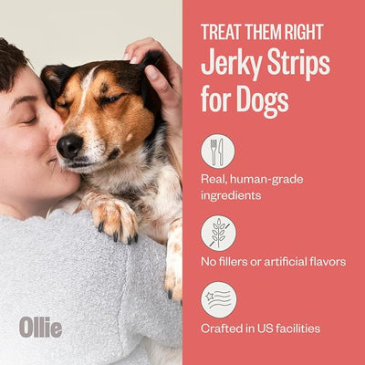Ollie Beef & Sweet Potato Jerky Treats, 15 oz - All Natural Dog Treats Ingredients, Meat-First Recipe, No Preservatives or Fillers