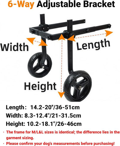 Adjustable Medium Dog Wheelchair for Back Legs, Upgraded Wheel, Disabled Pets, Leg Brace, Mobility Aid for Medium Pets, Hind Limb Rehabilitation, Older, Disabled (M/L(Chest 19.7-25.6in))