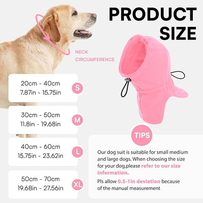 Dog Calming Hoodie - No Shake Ear Wraps for Dogs, Anxiety Relief & Noise Protection, Pet Ear Cover for Thunderstorms, Firework, Grooming, Force Drying, Pink L