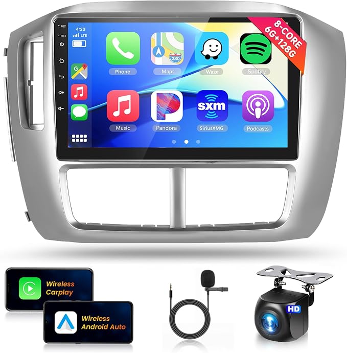 Car Stereo for Honda Pilot 2006 2007 2008[8Core 6+128G]Wireless Carplay Android Auto,9 inch IPS Touch Screen Radio, Android13/GPS/WiFi/32EQ DSP/59UI/Bluetooth5.0/SWC/Backup Camera&Mic for Pilot Radio