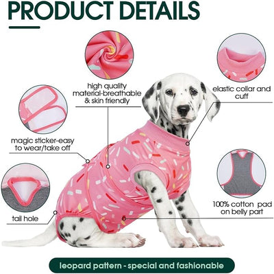 Kuoser Dog Surgery Suit, Comfy Dog Recovery Suit Female Doggie Onesie for Surgery, Post Op Protective Onesie, Soft E-Collar Alternative for Cats & Puppies, PinkRibbon XS