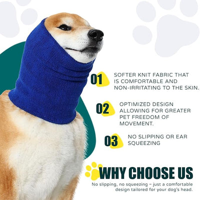 Dog Calming Hoodie Quiet Head Cover Sleeves Double Layer Thickened Dog Ear Muffs Noise Protection,Dog Hematoma Ear Wrap, Dog Headband for Anxiety Relief for Bath, Thunderstorms