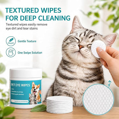 Pet Eye Wipes, 100 Count Tear Stain Cleaning Pads for Dogs & Cats, Pre-Soaked, Unscented, Gentle Cleansing, Ideal for Sensitive Eyes