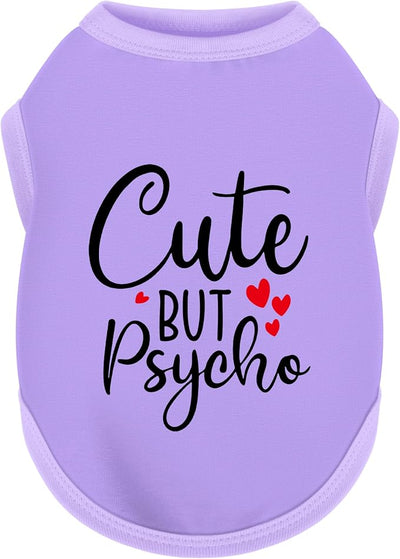 Stylish Dog Clothes: Expressive Cotton Puppy Shirt Vest for Small and Medium Dogs, Featuring 'Cute but Psycho' Slogan Print - Perfect for Showing Off Your Pet's Unique Style! Purple XXL