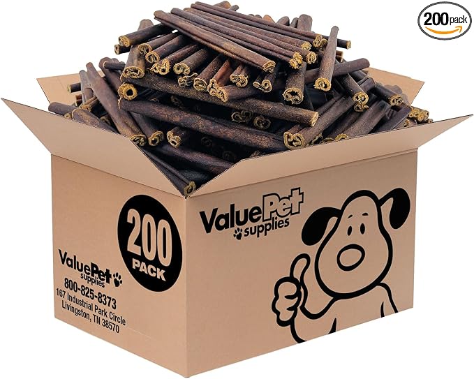 ValueBull Collagen Sticks for Small Dogs, 6 Inch Thin Chews, Natural Dog Treats, 200 Count Bulk Pack - Supports Joints, Skin & Coat with Chondroitin & Glucosamine