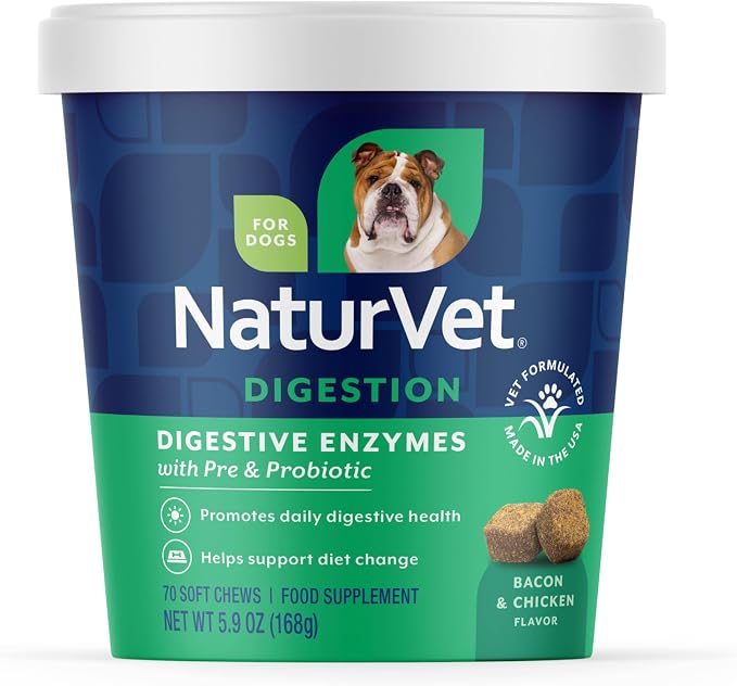 Digestive Enzymes - Plus Probiotics & Prebiotics – Helps Support Diet Change & A Healthy Digestive Tract – for Dogs (Soft Chews, 70 Count)