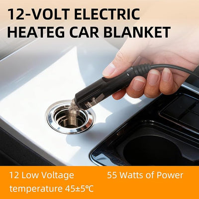RAINOVA 12V Car Heated Blanket, 59"x 43" Electric Travel Throw with 84.65" Extended Cord, Birthday, Dual-Sided Flannel & Lambswool, Overheat Protection & EMC Certified