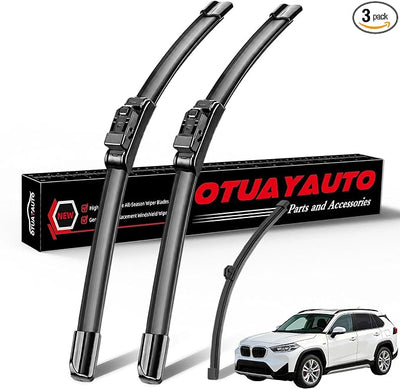 OTUAYAUTO Windshield Wipers Replacement for BMW X1 2016-2022 All-Extreme Weather Performance Quiet No Trace Front Rear Wiper Blades Top Lock 26"+16"+13" (Pack of 3)