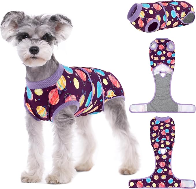 Kuoser Dog Surgery Suit Female Spay, Dog Recovery Suit Male Neuter, Pet Clothes Onesie for Surgery Anti Licking Abdominal Wounds Puppy Surgical Recovery Bodysuit Shirt, Substitute E-Collar & Cone