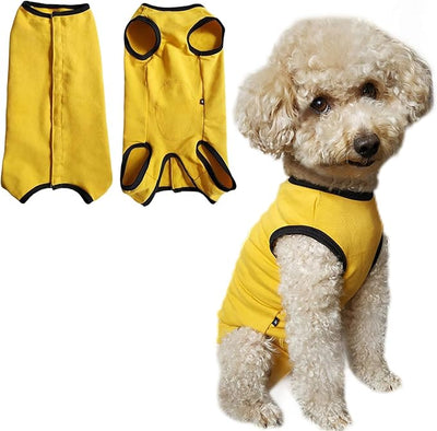 Dog's Recovery Suit Post Surgery Shirt for Puppy, Small Dog Surgical Recovery Suit for Female Male Dogs, Dog Onesie Protect Surgical Wound(Yellow-s)