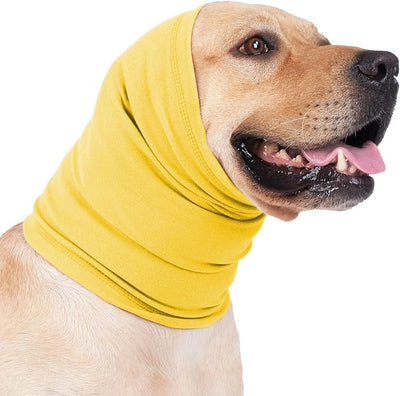No Shake Ear Wraps for Dogs,Soft Dog Calming Hoodie Dog Ear Cover Ear Muffs for Anxiety,Grooming,Bathing,Swim,Noise Protection Quiet Ear for Dogs,Yellow M