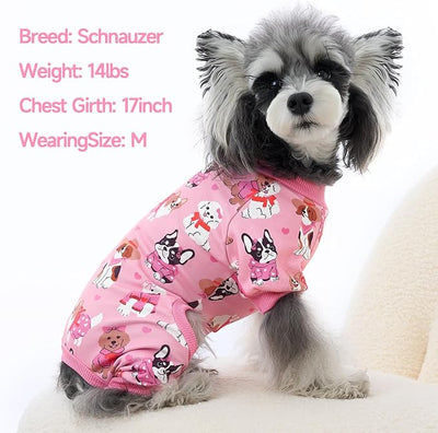 XPUDAC 4 Pack Dog Pajamas Cute Soft Dog Clothes for Small Medium Dogs Boy Girl Stretchy Pjs Jammies Outfit Puppy Onesies, Large