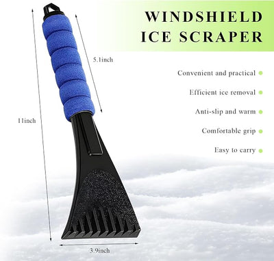 Ice Scraper for Car Windshield, Scratch-Free Auto Window Snow Scraper with Foam Grip, Efficient Ice Shovel Windshield Frost Cleaning Tool for Sedan Truck SUV, Car Accessories (Blue)