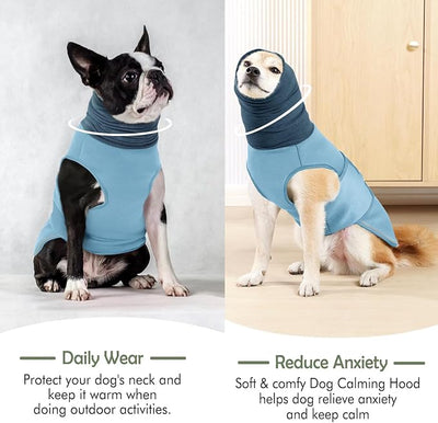 KOESON Dog Anxiety Shirt with Ear Wrap for Extra Large Dogs, Adjustable Dog Calming Hoodie for Separation Anxiety, Thunder, Fireworks, Travel, Soft & Breathable Dog Thunder Vest, Blue XXXL
