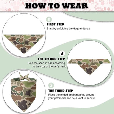 KEIAHUAN Dog Bandanas Scarf for Boy Triangle Kerchief Bib Scarves Green Duck Camo Hunting Pet Costume Accessories for Small Medium Large Pets