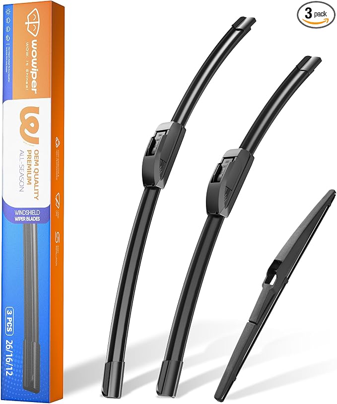 26"+16" Windshield Wiper Blades with 12" Rear Wiper Replacement for Toyota RAV4 2019 2020 2021 2022 2023 2024/Mazda 5 2006-2012 2013 2014 2015-OEM Quality All-Weather J Hook Wipers(Set of 3)