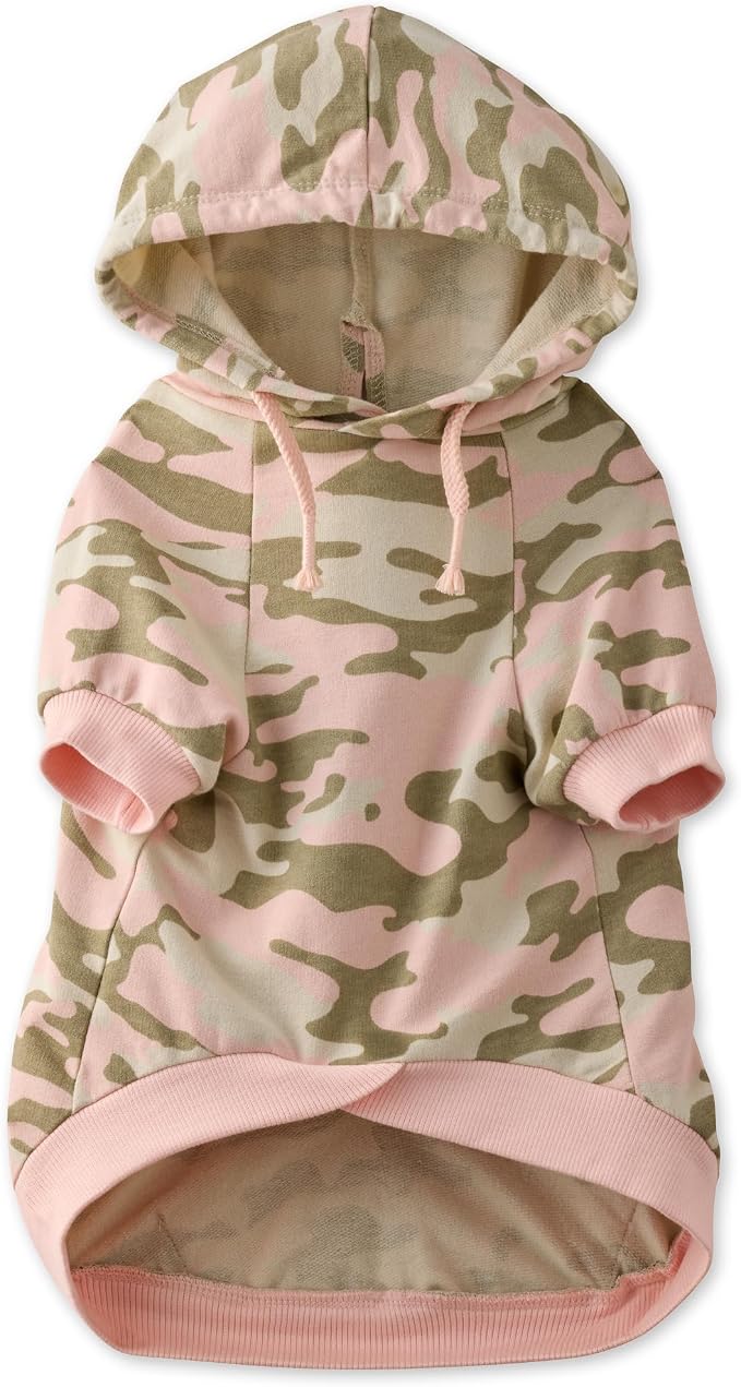 Pet Passion Rocky – The Original Lightweight Hooded Tee 100% Organic Cotton Dog Hoodie Pet Coat Sweater for All Sized Dogs, Pink Camo, Small (10-25 lbs)