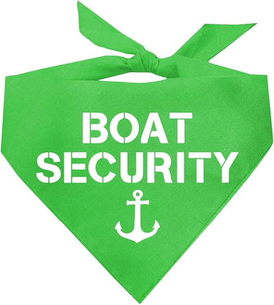 Boat Security Dog Bandana | 100% Cotton Adjustable Triangle | Made in USA | Boat Lover | Captain | Beach | Lake | Funny Outfit Prop Photoshoot | Lime, X-Small (243)