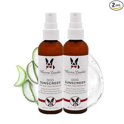 Warren London Dog Sunscreen Spray – 2-Pack (2 × 4 oz) UV Shield with Aloe | Quick-Dry, Non-Greasy, Sunblock for Nose, Ears & Coat | Prevents Sunburn & Itch | Save 18% vs. Single | Made in USA