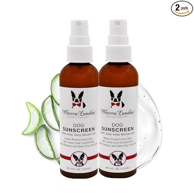 Dog Sunscreen Spray – 2-Pack (2 × 4 oz) UV Shield with Aloe | Quick-Dry, Non-Greasy, Sunblock for Nose, Ears & Coat | Prevents Sunburn & Itch | Save 18% vs. Single | Made in USA