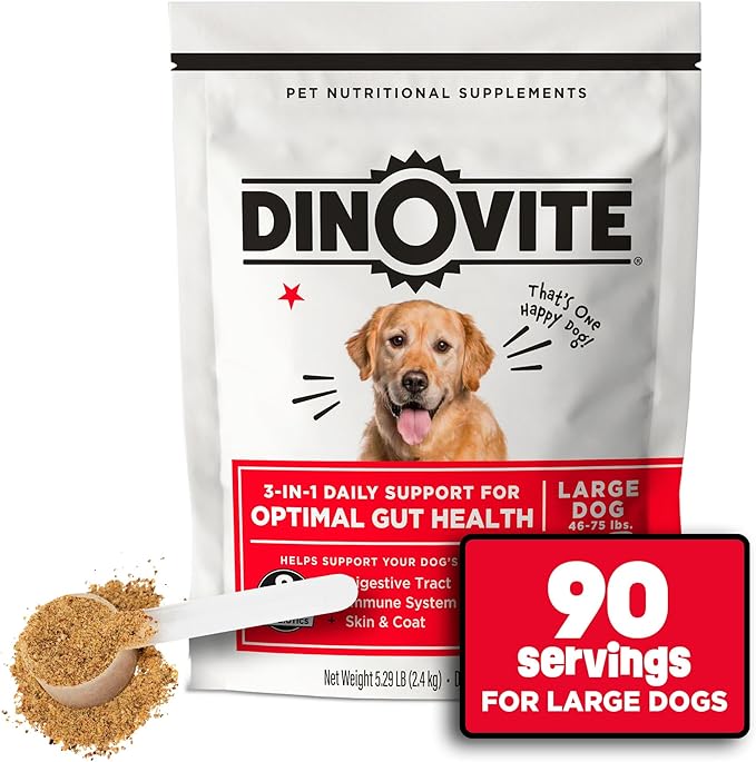 Probiotics for Dogs, Probiotic Powder Food Topper for Large Dogs (45+ lb), Daily Digestive Health & Skin Support with Omega-3s, 90 Servings