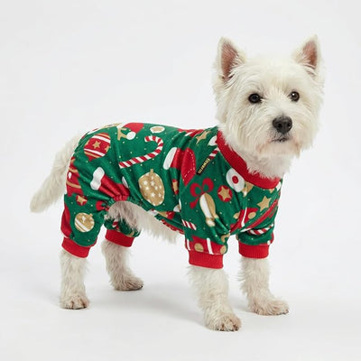 Fitwarm Christmas Dog Pajamas, Dog Winter Clothes for Small Dogs Boy Girl, Lightweight Velvet Pet Jammies, Red, Green, Large
