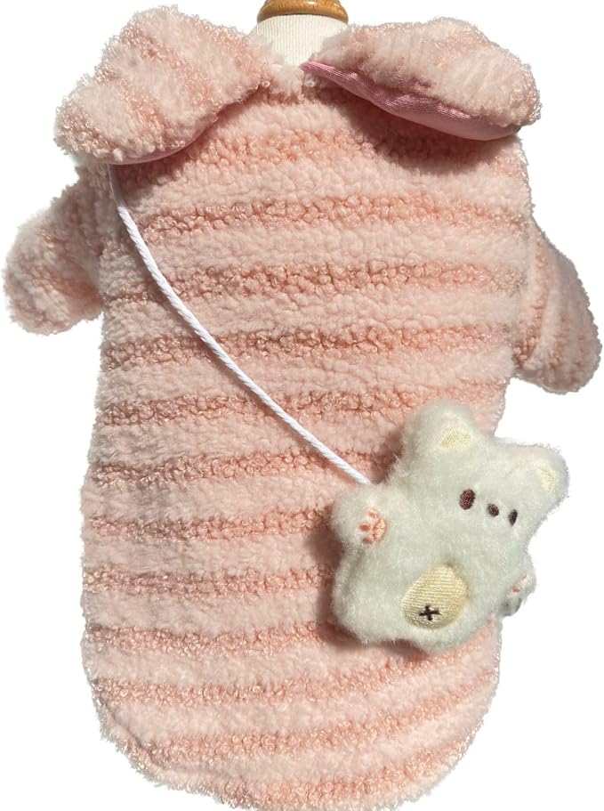 Lace Bow Decoration Puppy Coats - Fleece Winter Dog Shirts & Coats for Small & Medium Dogs - Including Chihuahua & Yorkie - Christmas Outfit