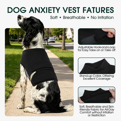 Kuoser Dog Anxiety Vest, Calming Shirt for Dogs Anxiety Relief, Adjustable Dog Calming Jacket for Small Medium Large Dogs, Comfort Wrap Vest for Thunderstorms Fireworks Vet Visits Travel, S