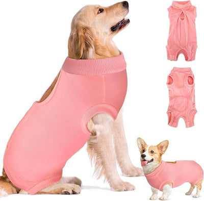 SlowTon Dog Recovery Suit - Surgery Recovery Suit for Female Male Dogs, Dog Onesie After Spay Abdominal Wounds, E-Collar Cone Alternative Prevent Licking Pet Surgical Suit(Light Pink,XL)