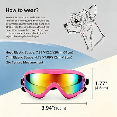 Enjoying Dog Sunglasses Small Breed, UV Protection Dog Goggles, Cycling Eye Protection for Small Dogs, Outdoors Breathable Windproof Dustproof Anti-Fog, Adjustable Straps, Pink