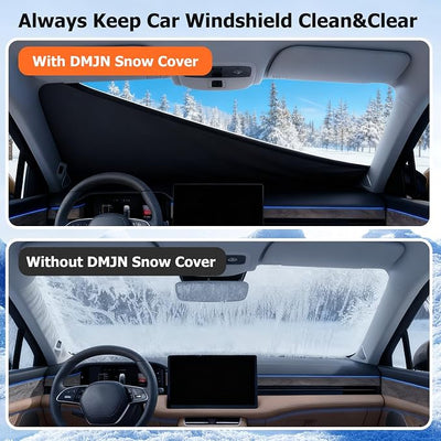DMJN [2026 Upgraded] Car Windshield Cover for Ice and Snow, Windshield Snow Cover for Winter Snow & Frost, 700D Heavy-Duty, Suitable for Cars, SUVs, and Trucks-Large