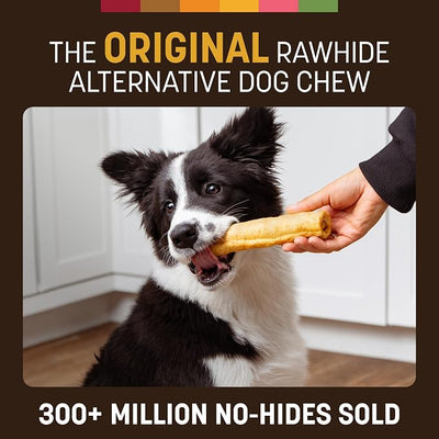 Earth Animal No Hide Chews - Long Lasting Rawhide Free Medium Dog Chews Rolls, Peanut Butter - 2 Count