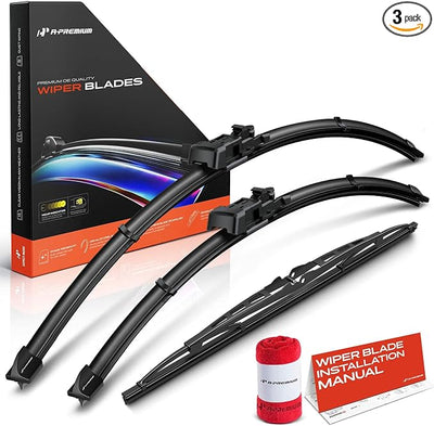 A-Premium 26"+20"+13" Windshield Wiper Blades with Wear Indicator & Towel | Compatible with Volvo V50 2006-2011, Front Rear Wipers Blade Set for TLP/Pin Arm Connector, Pack of 3