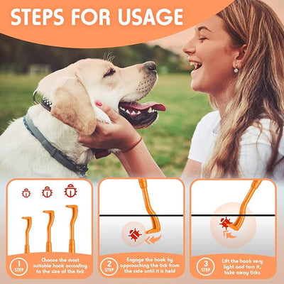 48 Pack Tick Removal Tool Tick Remover for Dogs, Cats and Humans Plastic Tick Puller Tick Grabber, 3 Sizes (Green, Rose Red, Orange, Blue)