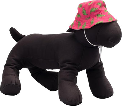 THE WORTHY DOG Alligators Bucket Hat for Dogs – Lightweight Pet Sun Hat with Adjustable Chin Strap, Soft Brim & Bright Colors -Pink, Large