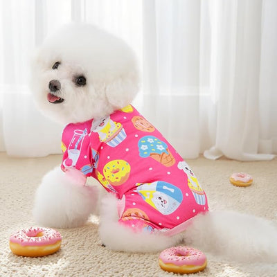 XPUDAC 4 Pieces Dog Pajamas for Small Medium Sized Dogs Stretchable Dog Pjs Soft Puppy Clothes Boy Girl Cats Pet Outfits, XS