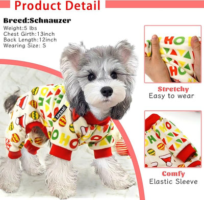 XPUDAC 4 Pieces Dog Christmas Pajamas Santa Pet Doggie Clothes Cute Dog Pajamas Red Green Pjs, 5XL